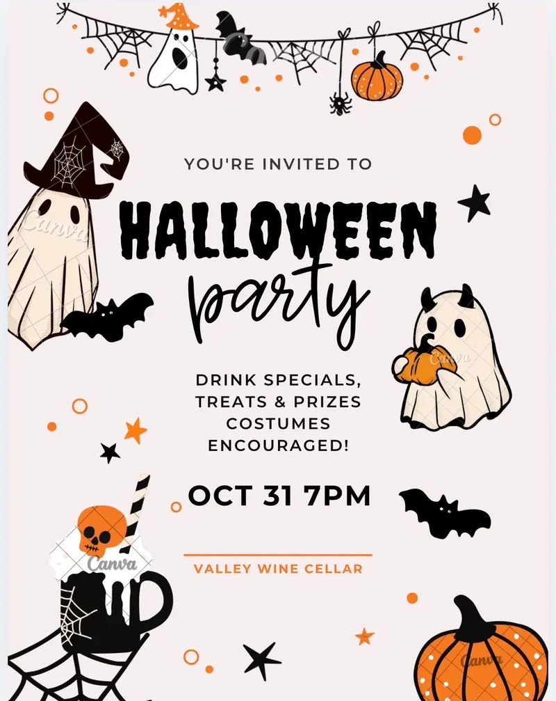 Halloween Party flyer, Valley Wine Cellar