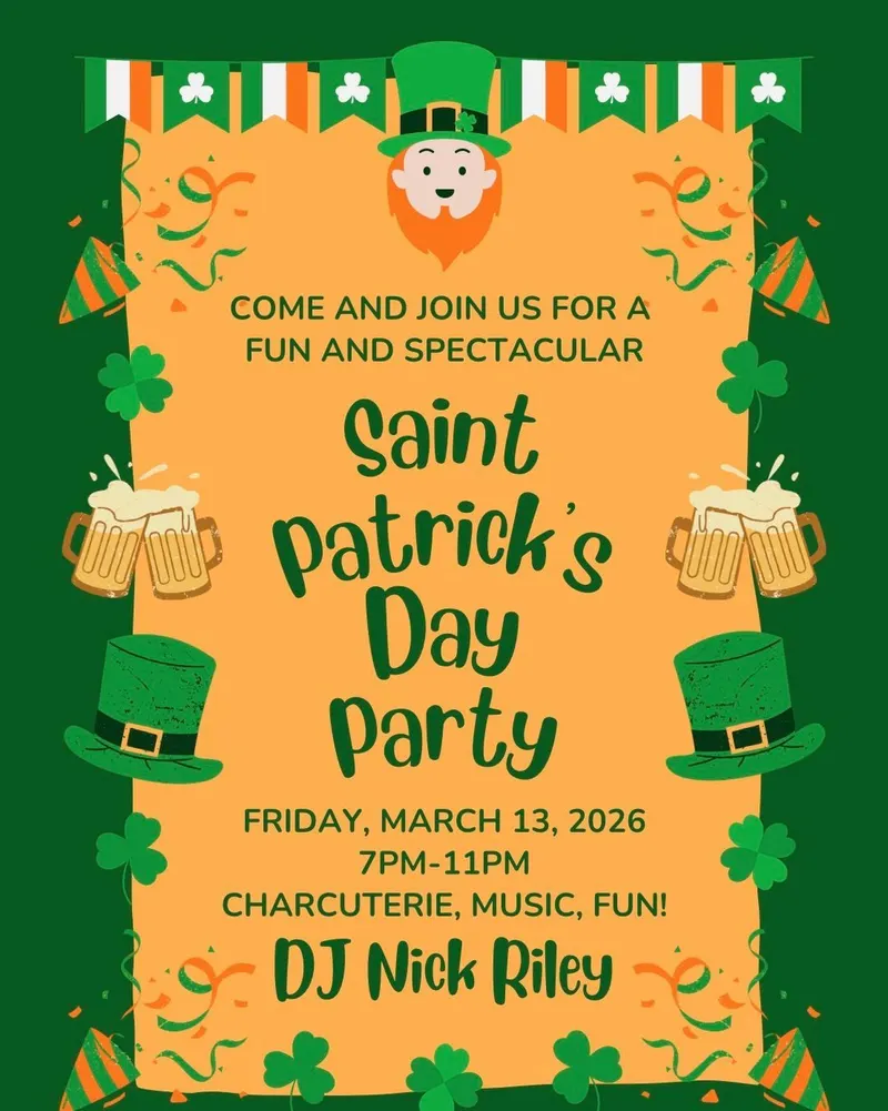 Saint Patrick's Day Party flyer, Valley Wine Cellar